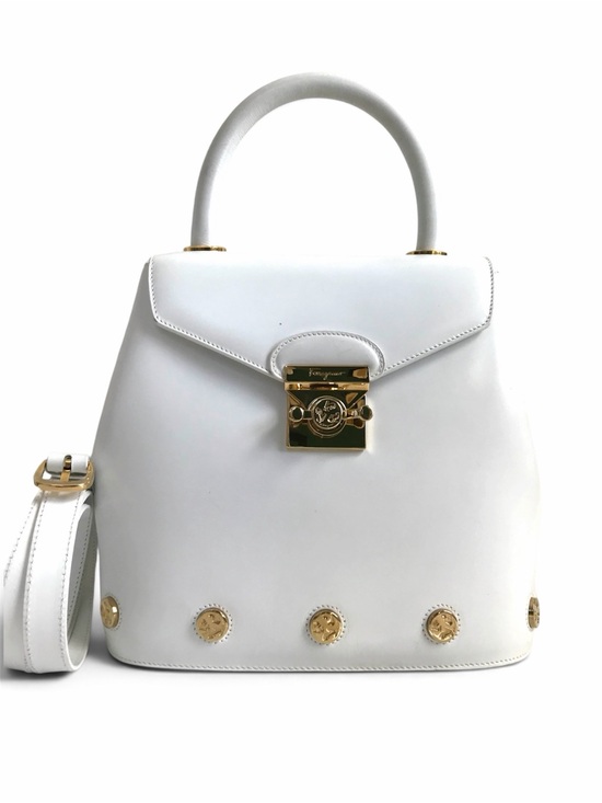 Salvatore Ferragamo Handbags - Salvatore Ferragamo Studded 2 Way Bag White Authentic